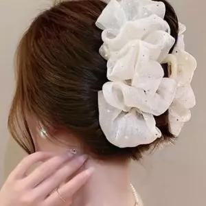 (다올)빅사이즈 주름 큐빅 헤어 집게핀 패션 액세서리
