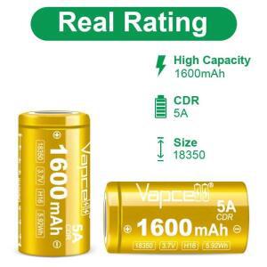 Vapcell H16 INR 18350 1600mah 5A 3.7V 리튬 이온 배터리 전원 장난감 용 최고 용량 충전식 셀