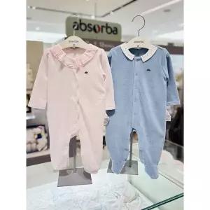 [압소바](본점)(압소바 26년FW 쌍둥이임신출산축하선물)벨로 우주복 2벌 세트(AB2671NU18PIBL)핑크+블루