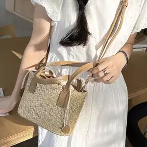 (올핀)라탄 미니 버킷 크로스 토트백 투웨이 여름가방