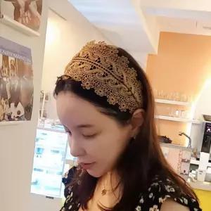 (다올)여자 헤어밴드 플라워 레이스 와이드 머리띠