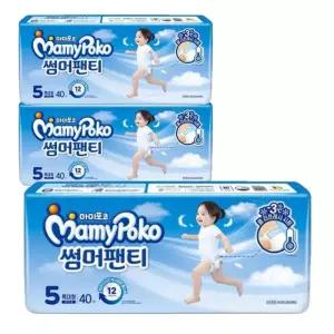 마미포코 썸머팬티 여아용 팬티 5단계 특대형 40Px3팩