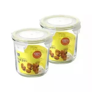 글라스락 클래식 옐로우에디션 원형 도어포켓 720ml 2조 세트