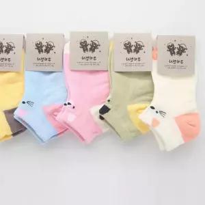 국내산 사계절 아동양말 귀여운 고양이 5켤레묶음 LW9FDFDD 어린이페이크삭스 유아스포츠양말