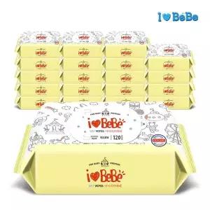 아이러브베베 아이러브베베 옐로우 대용량 120매 20팩 리필형 아기물티슈