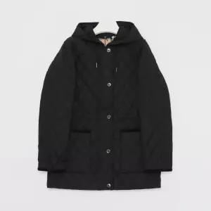 버버리 26FW 다이아몬드 퀼팅 내부체크 하프 후드 여성 자켓 8110531