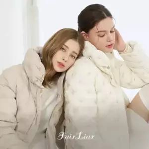 페어라이어 [최초가199 000원] FAIRLIAR 자수 퀼팅 다운 하프코트