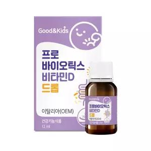 굿앤키즈 아기 어린이 유산균 프로바이오틱스 비타민D 드롭 12ml 1개 장건강