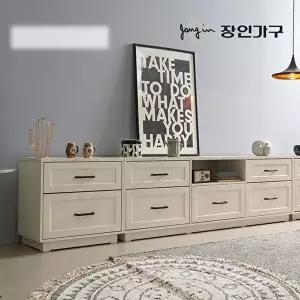 [장인가구][B] 셀리아 화이트 대리석패턴 2400 높은 거실장