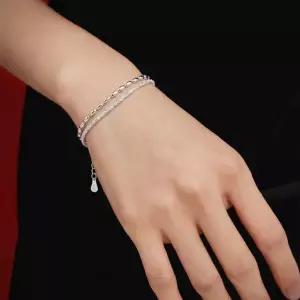 아트박스/루즈루나 델루 실버 925 두줄 볼 체인 컷팅 은 행운 팔찌 F37