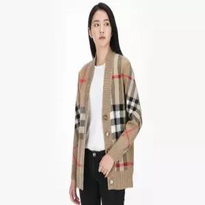 버버리 체크 8039153 W CARAGH M6 여성 울 자카드 가디건