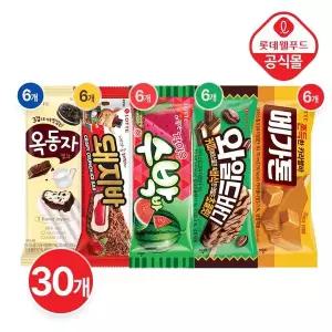 [NS홈쇼핑][롯데] 판매왕 아이스크림 5종 30개 (돼지바,옥동자,메가톤 외)..[36045947]