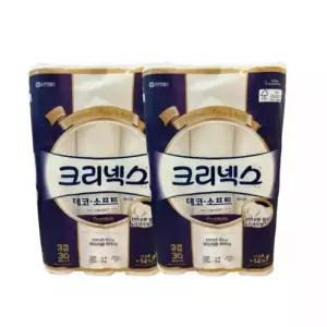 유한킴벌리 크리넥스 3겹 데코앤소프트 화이트 25m 30롤 2팩