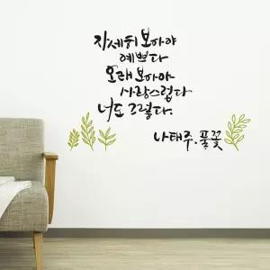 풀꽃(소형) 캘리그라피스티커 포인트스 시트지 데코스 래픽스 월스 인테리어스 소품 레터링스 글씨스 명언
