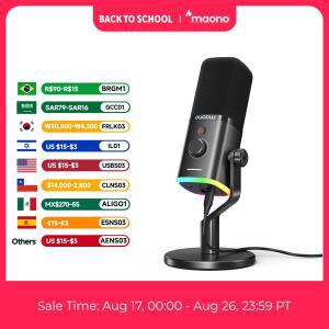 MAONO PD100X 마이크 USB/XLR 다이나믹 음소거 버튼 포함 RGB 데스크탑 스탠드 게임 스트리밍용