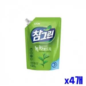 [엄지척]녹차 286PRL32 성분 주방세제 리필 1.2L x4개 주방생필품