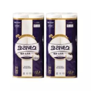 크리넥스 3겹 데코앤소프트 화이트 25M 30롤 2팩