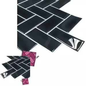 뮤 갈매기벽돌 타일스티커 검정 포인트 데코 월 DIY시트 047