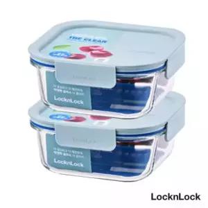 글라스 더클리어 500ml 2개입 민트 밀폐용기 유리밀페용기 유리그릇 유리반찬통
