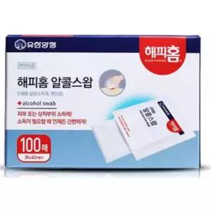 (유한양행) 해피홈 소독용 알콜스왑(알콜솜) 100매입