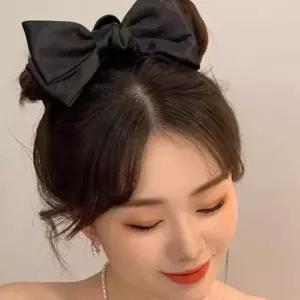 (다올)올림머리 리본 집게핀 반묶음 헤어핀 블랙