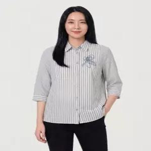 올리비아하슬러 스트라이프 자수 롱 셔츠 블라우스_OHCMBL212 295192