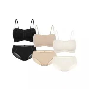원더브라 Wonderbra 스티치 오프숄더 브라팬티 6종 아이보리+베이지+블랙 WBW6N646566_T 990289