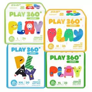 [한예지]PLAY 360도 프리미엄 팬티 기저귀 4팩 6-17kg (3~6단계)