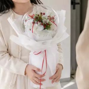 레드 베리 수국 조화 벌룬 꽃다발 40x50cm 꽃 선물 장식 기념일 졸업식 발표회 학예회 인테리어