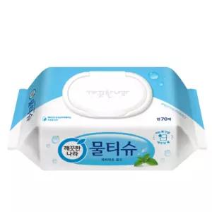 두꺼운 물티슈 페퍼민트 블루 캡형 70매 20팩 청소