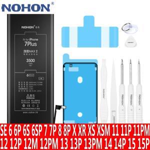 NOHON 배터리 iPhone 15 14 13 Pro MAX 12 Mini 11 X XR XS 8 Plus 7 6S 6 SE SE2 SE3 5S 5C 교체 용 리튬 폴리머 Bateria