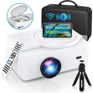 HD WiFi 블루투스 프로젝터  휴대용  DVD 250' 시어터 IOS/안드로이드/TV 스틱/PS4/HDMI/TF 호환