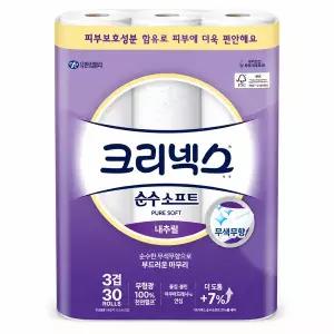 크리넥스 순수소프트 쿠션 내추럴 3겹 30m 30롤 x1팩