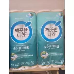 깨끗한나라 3겹 순수프리미엄 더 클래스 롤화장지 30m X 30롤 1+1팩