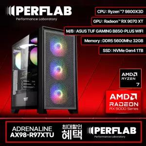 라이젠7 9800X3D RX9070XT 게이밍 컴퓨터 어드레날린 AX98-R97XTU 라데온 그래픽카드 AMD 데스크탑 조립 PC 본체