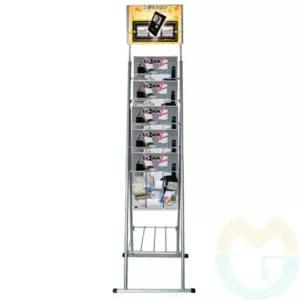 리플렛 거치대 SILVER A4 5단 카다로그거치대 철재스탠드 홍보물꽂이 매거진랙 팜플렛꽂이