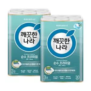 깨끗한나라 순수 프리미엄 더클래스 30m 30롤 2팩