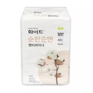 생리대 화이트 팬티라이너 여성용품 순한순면 일반 48개입 킴벌리