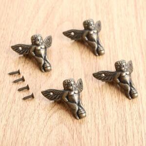 4피스 보석 상자 선물 나무 케이스 장식 발 다리 30x27mm 코너 보호대 나사가 있는 지지 브래킷