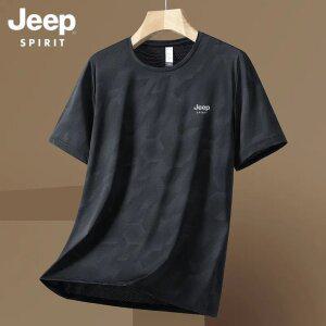 JEEP SPIRIT 남성용 라운드넥 아이스실크 티셔츠 드라이핏 기능성 쿨 반팔