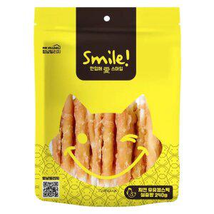 멍냥빌리지 스마일 치킨 우유껌스틱 240g 강아지 개껌 치석제거 입냄새 양치껌 덴탈껌