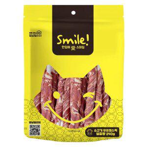 멍냥빌리지 스마일 소고기 우유껌스틱 240g 강아지 개껌 치석제거 입냄새 양치껌 덴탈