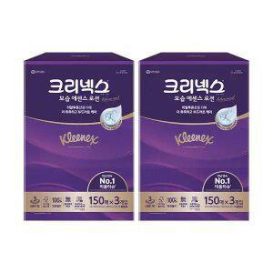 크리넥스 보습에센스 로션 천연펄프 미용티슈 3겹, 150매, 3입, 2개