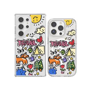 최신 귀여운 갤럭시 아이폰 케이스 맥세이프 투명 여행테마 / 핸드폰케이스 S25 S24 S