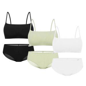 [Wonderbra ]모달 스퀘어넥 브라팬티 6종세트 화이트+그린+블랙 WBW6N040506_T