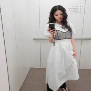 [모어렌] [MADE] 포델 스트링 코튼 반팔 롱 원피스[top0640]
