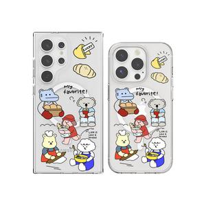 최신 귀여운 갤럭시 아이폰 케이스 맥세이프 동물제빵소 투명 / 핸드폰케이스 S25 S24