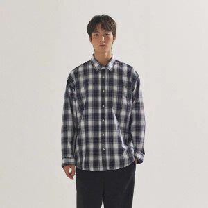 [팔랩] 남여공용 시그니처 체크포인트 오버핏 셔츠_PL24S3SH025_NV