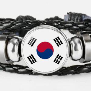 J2K 태극기 가죽 팔찌 커플 남녀공용 애국 외국인 기념 패션 팔찌