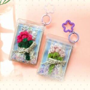 J2K 카네이션 모루 글리터 파츠 지퍼백 키링 DIY KIT 만들기 모루공예 키홀더